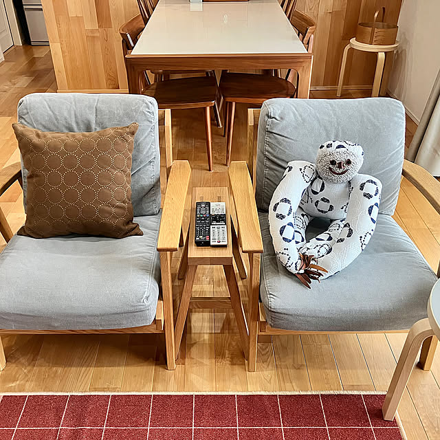 Lounge,ミナペルホネン,オノメカマン,無印　木製ベンチ,スツール,癒し,ナチュラルインテリア,秋,コメントお気遣いなく♡,無垢床,メープル材 yoppiの部屋