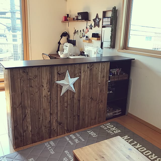 収納,ミシン台,3段BOX,男前インテリア,salut!,インテリア,フェイクグリーン,雑貨,Daiso,DIY棚,DIY,カラーボックス MA-KIの部屋