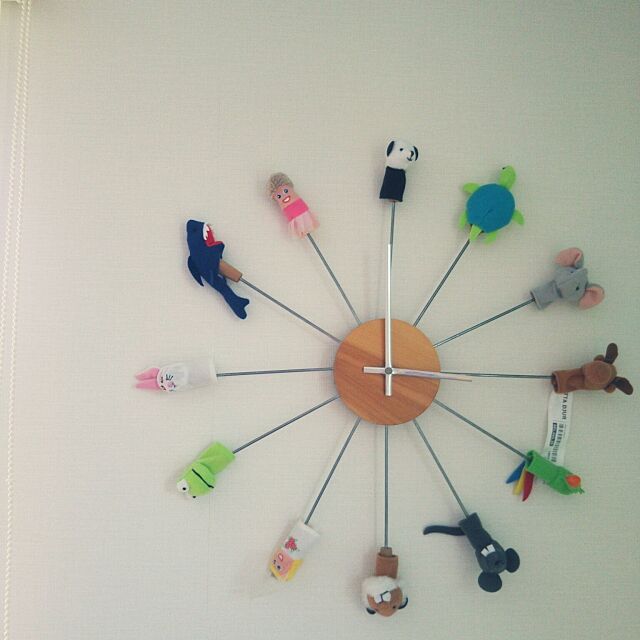 On Walls,IKEA,こども部屋,ニトリの時計,指人形,掛け時計アレンジ,こどもと暮らす。 Yukiの部屋
