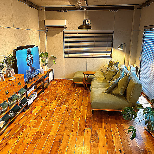 Overview,NORMAN,カーテン・ブラインド,ソファ,ウッドブラインド,インダストリアル,リノベーション,ダクトレール,鉄骨むき出し,木毛セメント板,戸建リノベーション,ダイニング gospecialの部屋