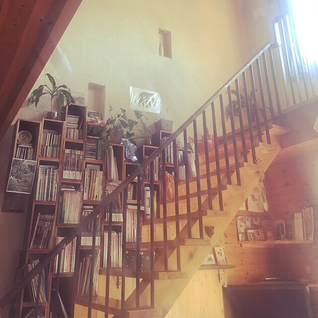My Shelf,本棚DIY,階段の壁 harurunの部屋