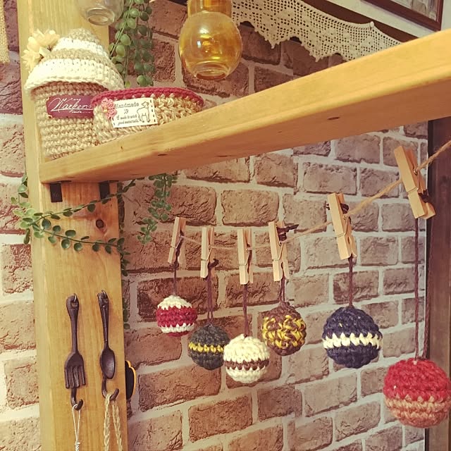 Kitchen,クリスマス,編み物,趣味の時間,ガーランド手作り,カフェ風インテリアを目指して,団地住まい,オリジナル orinの部屋