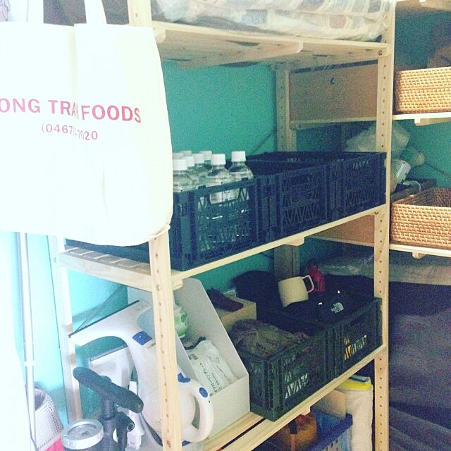 My Shelf,お掃除道具,デイキャンプ,釣り道具,旦那さんの趣味,ダイソー,コンテナ,コンテナボックス,収納,納戸 KOKOの部屋