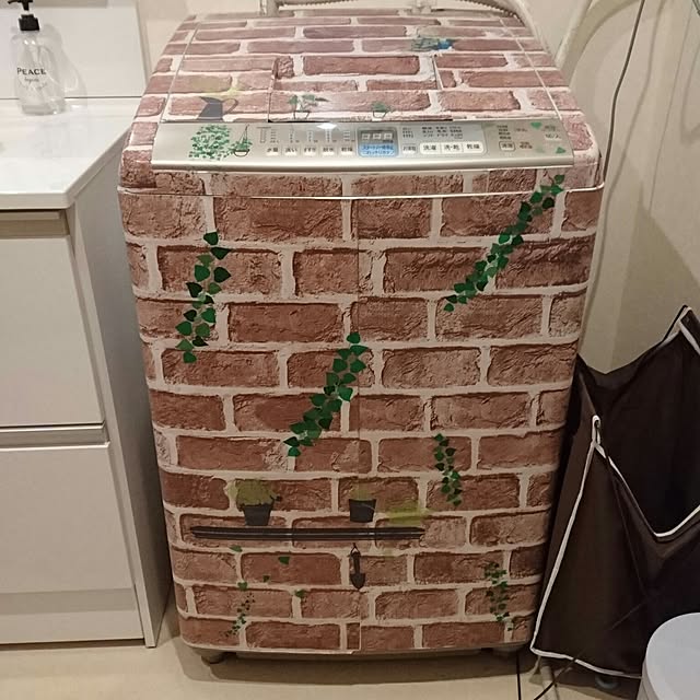 Bathroom,洗濯機,100均,100均リメイク,リメイクシート,いいねと、フォローの押し逃げすみません！,旦那DIY,旦那さんDIY,いいね、フォロー本当に感謝です♡ ciiiの部屋