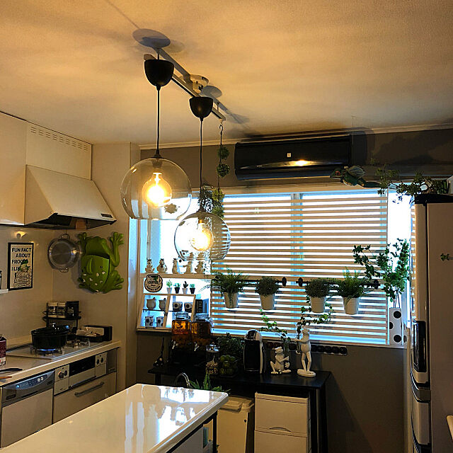 Kitchen,リビングからの眺め,LDK,IKEA 照明,夕方の風景,RoomClipドラマ化,日常の風景 kaerucoの部屋