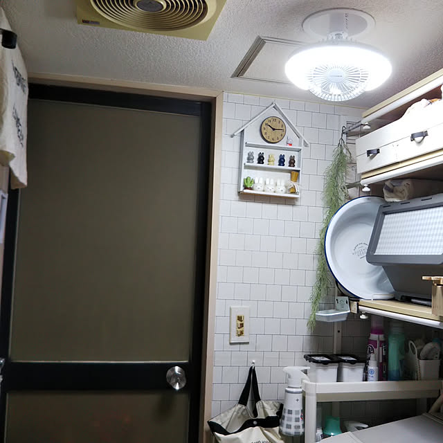 Bathroom,扇風機・サーキュレーター,照明,サーキュレーター,シーリングファンライト,サーキュライト,CIRCULIGHT,暮らし快適化特集,賃貸でも諦めない！,古い賃貸,こどもと暮らす,どこ見てもほっこりし隊,男前も可愛いも好き,モニター商品,生活感たっぷり,手作り時計 Yurieの部屋