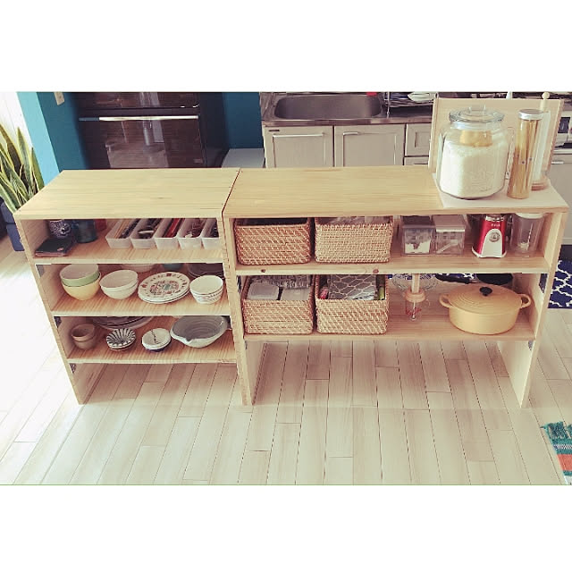 Kitchen,DIY♡,DIY,棚　diy,たなDIY,DIY女子,キッチンカウンター,カウンターDIY,キッチン収納,無印良品,ナチュラルキッチン,カインズホーム,食器棚 rollyの部屋