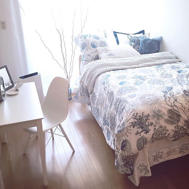 ベッドルーム,一人暮らし,ZARA HOME,シーモチーフ,Bedroom,海を感じるインテリア kaji2-2の部屋