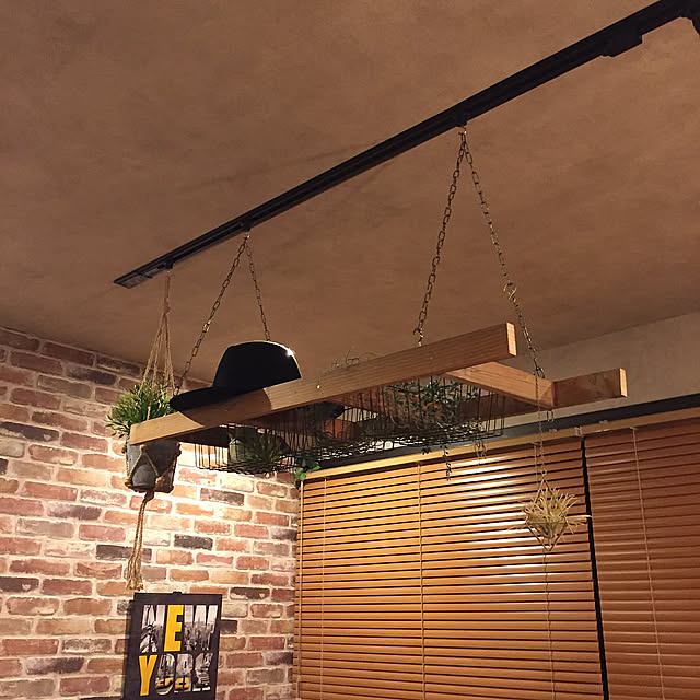 On Walls,吊り下げ収納,おしゃれ,ブラインド,カフェ風,DIY,インダストリアル,照明,ブルックリン,アンティーク,フェイクグリーン,はしご,ラダーＤIY,観葉植物 hayatoの部屋
