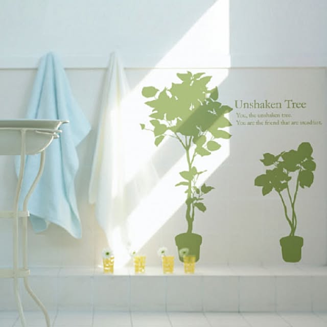 ウォールステッカー,観葉植物,観葉植物飾ってます,ウォールデコ,ウォールアレンジ,グリーン,自然,浴室,お風呂,リフォーム,模様替え,On Walls,春インテリア SangSang Hooの部屋