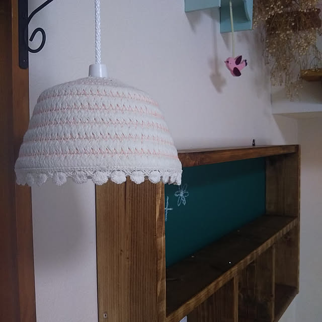 Bedroom,100均リメイク,100均,DIY,ダイソー,コットン混収納 丸型,ペンダントライト,SMD電球ペンダントライト,カントリー,ほっこり感,オール100円 Angelの部屋