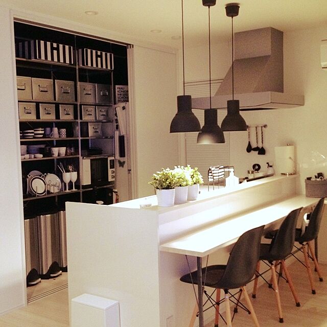 Kitchen,白黒,モノトーン,無印良品,食器,照明,IKEA sak121の部屋
