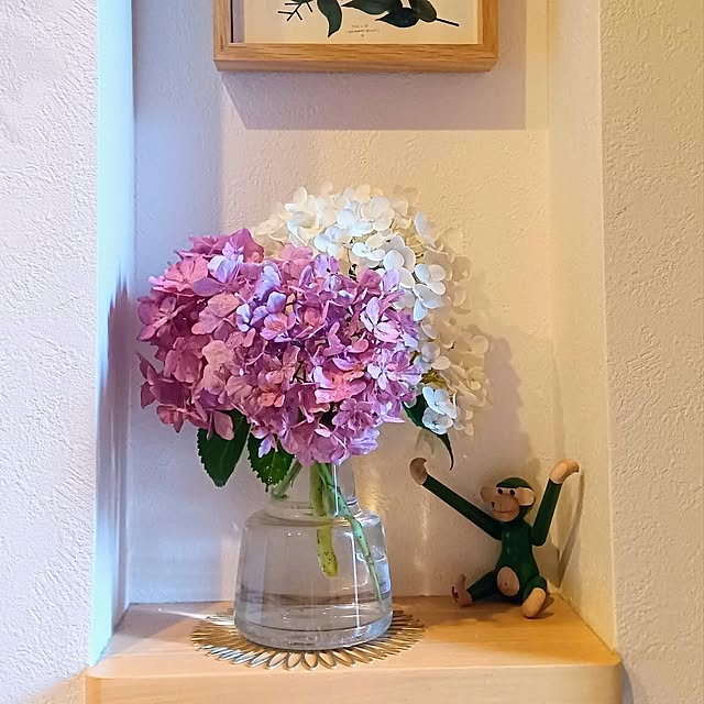 Entrance,玄関ディスプレイ,アナベル,紫陽花,紫陽花が好き♡,庭の花を飾る,梅雨を楽しく,雨の日,カイ・ボイスンモンキーミニ,フローラ ホルムガート,花がある暮らし h.t.の部屋