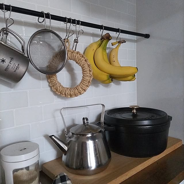 Kitchen,いいねと、フォローの押し逃げすみません！,いいね！いつもありがとうございます♡,マンション暮らし,築古マンション,リノベーション,低予算リノベ,100均,バナナ置き sakiの部屋