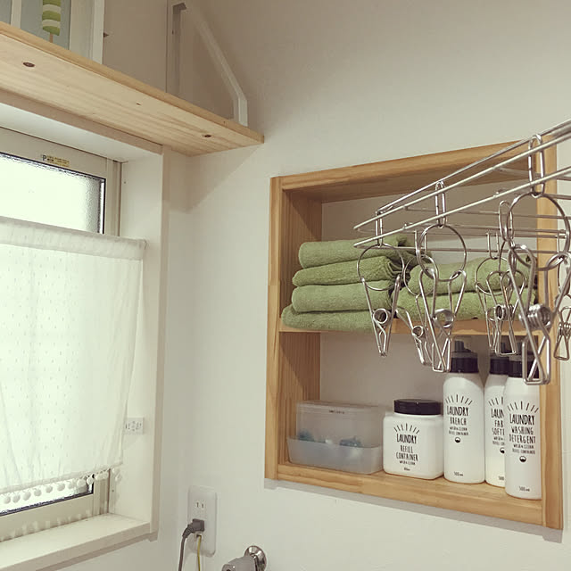 Bathroom,ニトリのタオル,3コインズ,詰め替えボトル,ニッチ,タオル収納,タオル,ニトリ,シンプルインテリア,シンプルナチュラル,ゆるめミニマム Kaoの部屋