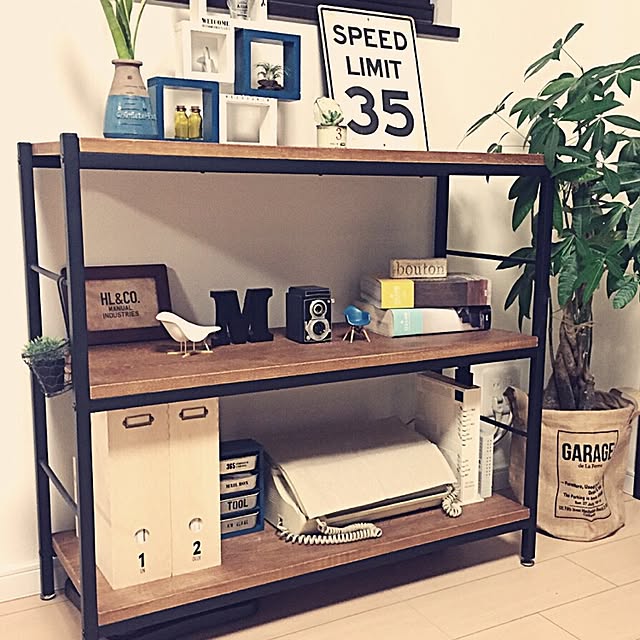 My Shelf,IKEA,男前インテリア目指して,hal36さん♡,カメラ型鉛筆削り,ミニシェルフDIY,セリア,電話コーナー,ルーターを隠したい,スチールラック,アイアンシェルフ miki56の部屋