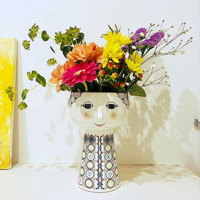 フィンガーアート,フィンガーペイント,花のある暮らし,サンゲツ,北欧,ビヨン・ヴィンブラッド,フラワーベース,ピンクの花,My Shelf,RoomClipショッピング,ビヨンヴィンブラッド,おうち見直しキャンペーン ichigokiraiの部屋