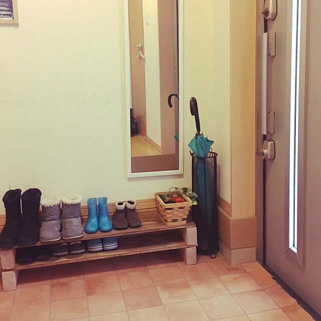 Entrance,靴収納,靴,レンガ,DIY shihoの部屋