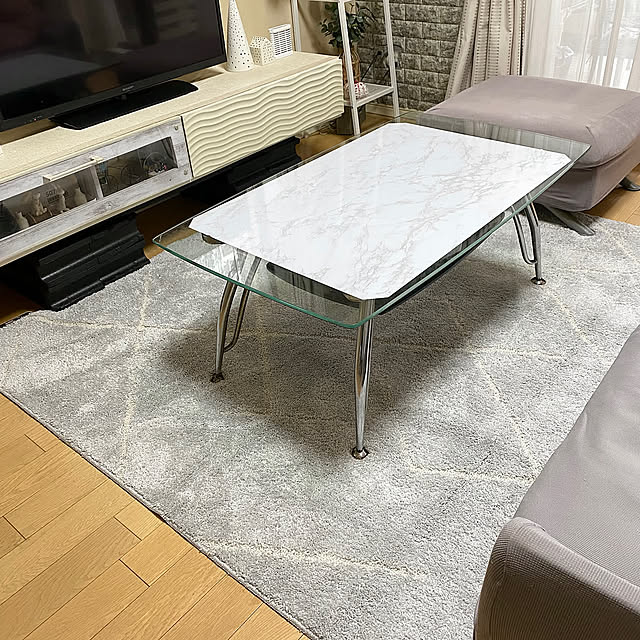 Lounge,ニトリ洗えるラグ,ニトリのラグ,暮らしのひとコマ,RoomClip運営チームの皆様に感謝♡,見てくださりありがとうございます◡̈⃝♡,マンション一階角部屋庭付き YuuKoの部屋