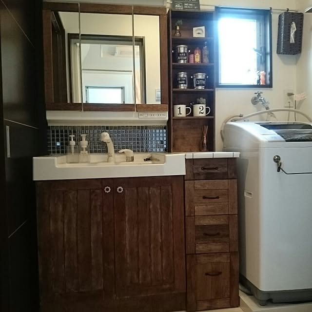 Bathroom,DIY,セリア,ダイソー,狭小住宅,DIY 棚,3Coins,みせる収納,洗面所改造 yuta703の部屋