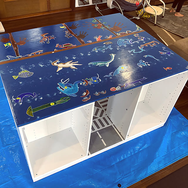 DIY,自作,端材 DIY,プレイテーブルDIY,DIY主婦,DIYのある暮らし,プレイテーブル子ども,My Desk big-chiyomarukoの部屋
