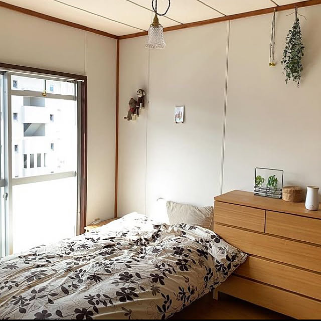 Bedroom,ドライフラワー,ナチュラル,雑貨,照明,観葉植物,カフェ風,北欧,古い団地,団地インテリア,団地暮らし meitomamaの部屋