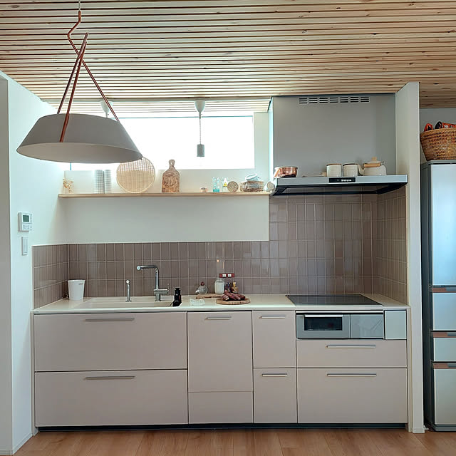 Kitchen,TOTO,TOTOキッチン,I型キッチン,TOTOクラッソ,人工大理石ワークトップ,フィブラグレージュ,壁付けキッチン cokiの部屋