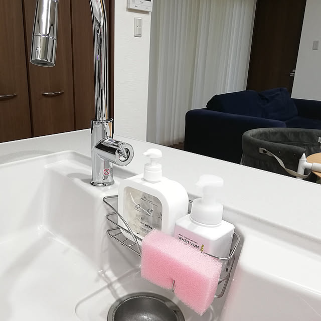Kitchen,スポンジ置き場,シンク,スポンジホルダー,無印良品,横ブレしにくいフック sparkjoyの部屋