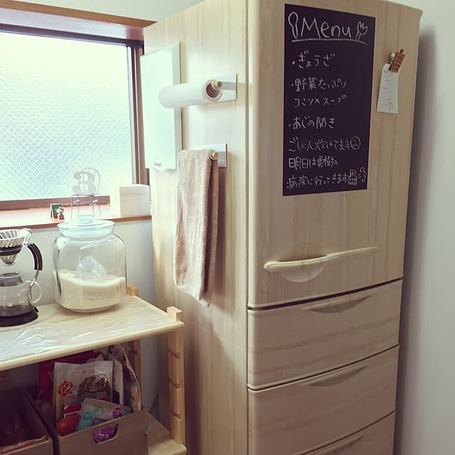 Kitchen,冷蔵庫リメイク,セリア,ナチュラル yuu.の部屋