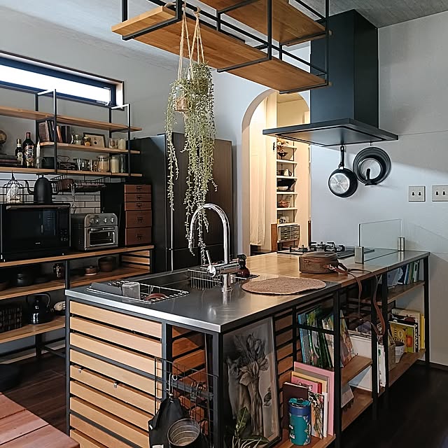 Kitchen,好きな眺め,ウッドワンのキッチン,フレームキッチン,クロムク,クロムクシリーズ,オープンキッチン,オープン棚,オープンシェルフ,ウッドワンのKitchen,ウッドワンカップボード Atelier_tamakiの部屋