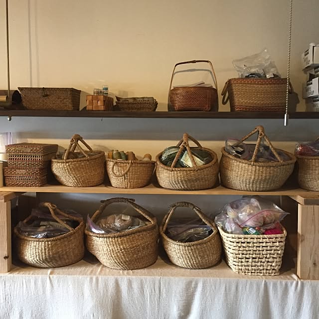 My Shelf,収納,毛糸,かご,作業部屋,DIY,雑貨,築90年,古民家暮らし CHAPORAの部屋