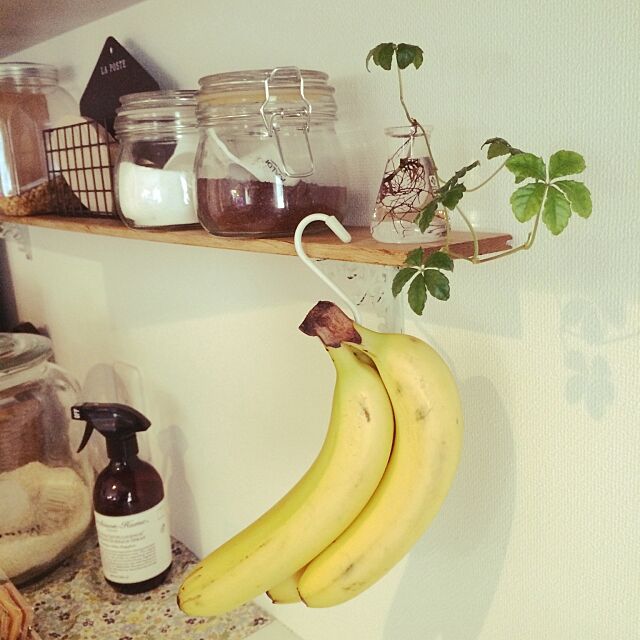 Kitchen,バナナハンガー,キッチン収納,植物,DIY xyzの部屋