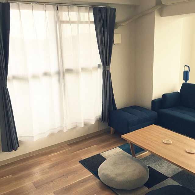 Lounge,グレー,カーテン,一人暮らし Takuyaの部屋