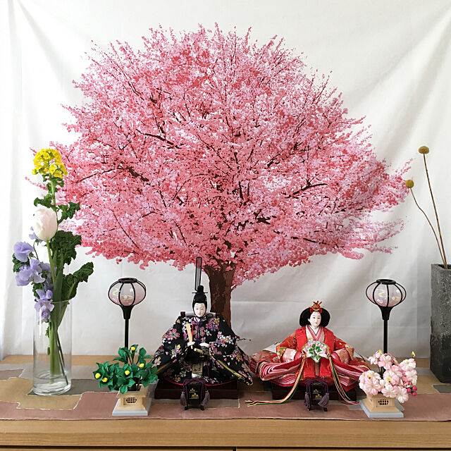 My Shelf,タンスの上,TOKAIタペストリー,桜タペストリー,花のある暮らし,お返事前にごめんなさい,雛人形,雛人形出しました,賃貸でも楽しく♪,zenoさんの帯のテーブルランナー,ありがとうございます♡,ドライフラワー,春が待ち遠しい,ニトリフラワーベース,立春大安,2月4日♡,桜,2019・雛飾り♡,とりあえずある物で飾ってみました！,新鮮な感じ,タペストリー,立春,ひな祭り tokimaの部屋