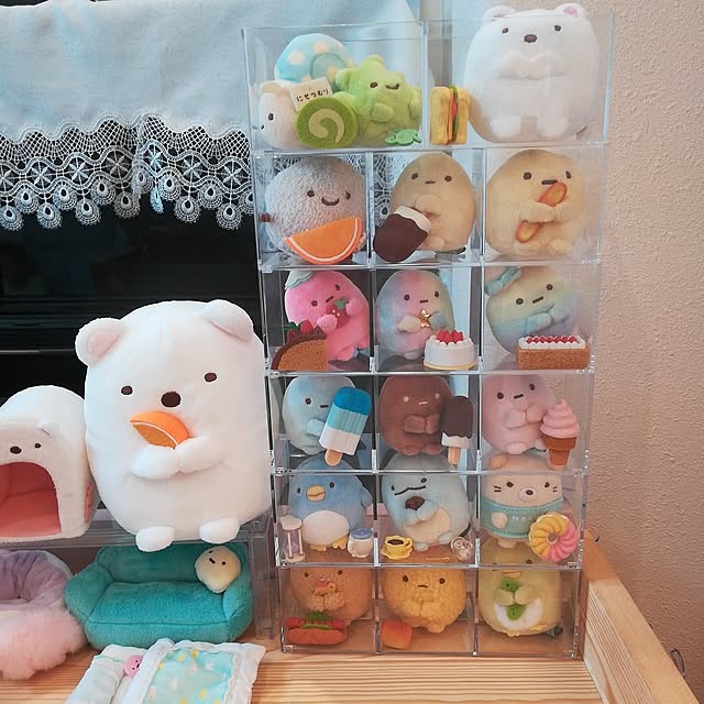 子どものいる暮らし,My Shelf,クリアケース,セリア,ぬいぐるみ収納,すみっこぐらし,こどものいる暮らし,すみっこぐらしのぬいぐるみ aoi0915の部屋