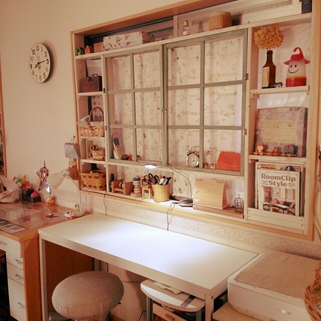 My Desk,学習机,窓辺,ダイニング風景,つくえの上,勉強机,DIY kiraの部屋