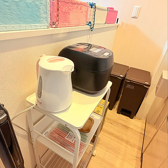 Kitchen,キッチン家電収納,炊飯器置き場,賃貸,ピンク♡,かわいくしたい♡,ひとり暮らし 1LDK,キッチン milkの部屋