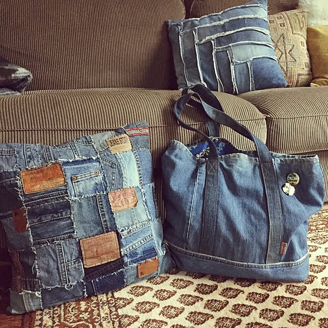 Lounge,クッション,クッションカバー 手作り,リメイク,手作りのある暮らし,デニムクッション,デニムリメイク,ハンドメイド junの部屋