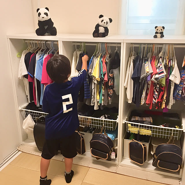 ランドセル置き場,セリア,子供服収納,3兄弟のロッカー,ikea stuva,イケア75,My Shelf,3兄弟,STUVA,パンダ chicchiの部屋