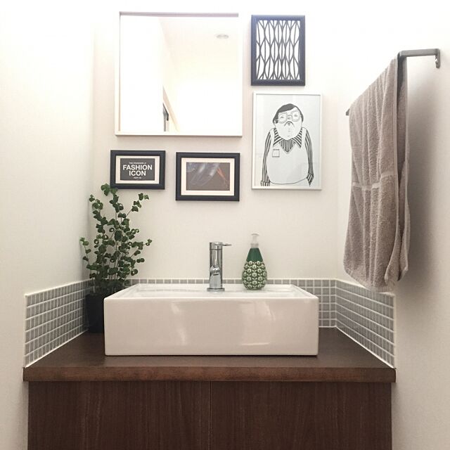 Bathroom,フライングタイガー,モザイクタイル,洗面所,IKEA,観葉植物 nicochanの部屋