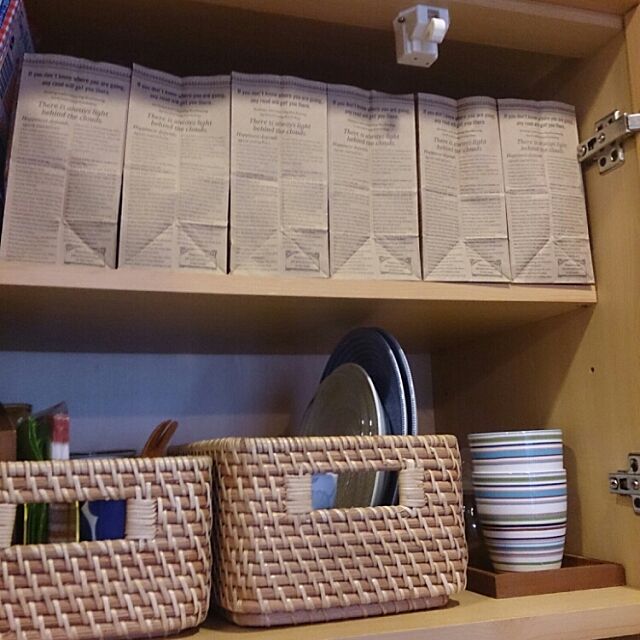 My Shelf,キッチン収納,ダイソーの紙袋,ニトリのかご,整理収納部 haruの部屋