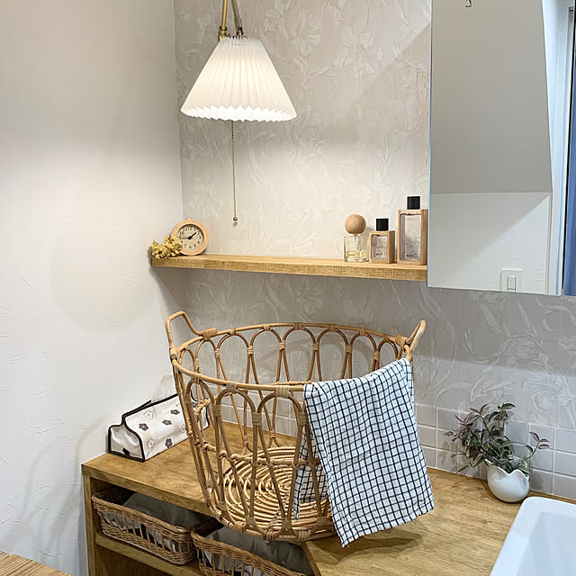 Bathroom,baum,造作洗面台,洗濯かご,SNIDAD,スニダード,かご・バスケット,ナチュラルインテリア,リノベーションハウス,木製品が好き♡,リサラーソン,IKEA AONAの部屋