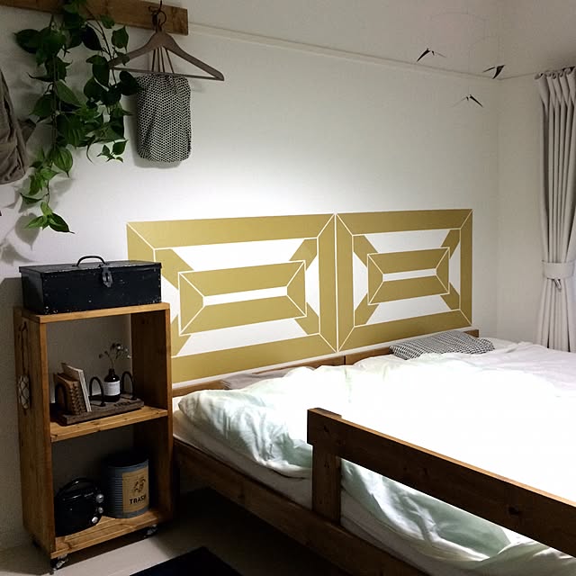 Bedroom,モビール,ベッドルーム,mt CASA,団地,DIY,塩系インテリアの会,ポトス,ヘッドボード mokaの部屋