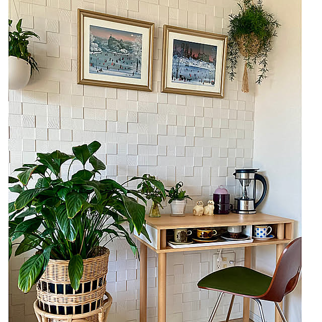 Lounge,コーヒーコーナー,エコカラット,壁面ディスプレイ,暮らしの投稿,マンション,マンション暮らし,観葉植物,グリーン,観葉植物のある暮らし marukoの部屋