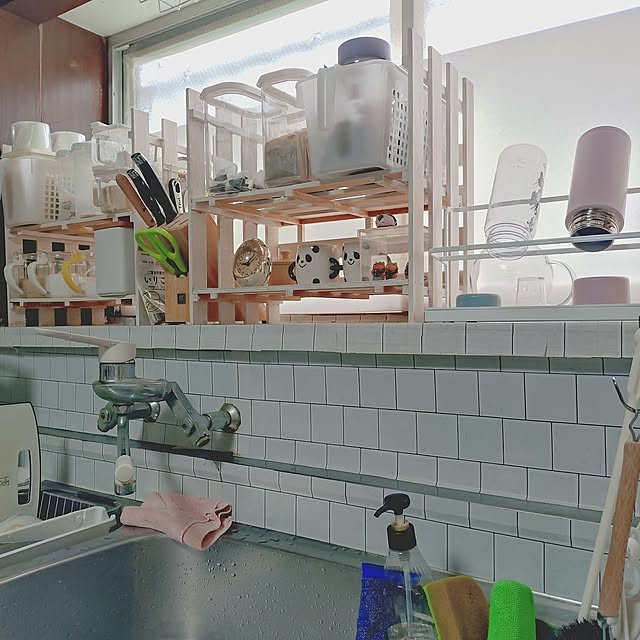 Kitchen,ルームツアー,ダイソー,平屋,古い家,平屋暮らし,セリア,古いお家,スノコDIY,スノコ,山崎実業,山崎実業 ポリ袋エコホルダータワー,ゴミ箱 ameamekaasanの部屋