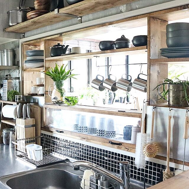 Kitchen,ニトリ,REDECKER,DIY-tile,見せる収納,Rustic,DIY,セルフリノベーション,IKEA yupinokoの部屋