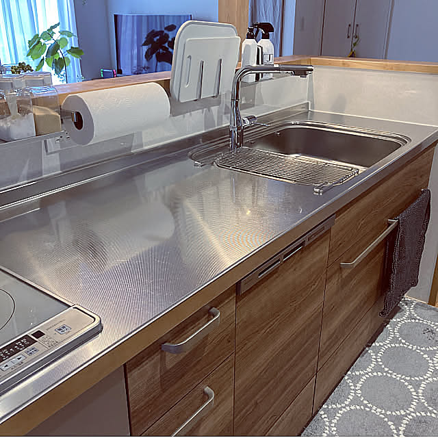 しまむらのキッチンマット,カワジュンキッチンレール,クリナップ ステディア,ステンレスキッチン,キッチン,NO RC NO LIFE☻*,RCの出会いに感謝♡,こどもと暮らす,イベント参加♡,Kitchen ha_ru76の部屋