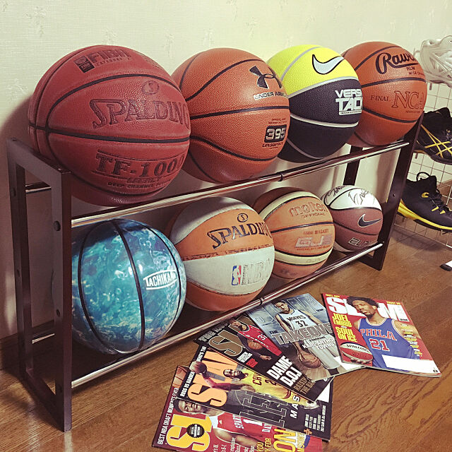 My Shelf,シューズラックをボールラックに。,ストリートボール,子供部屋,ボール収納,バスケットボール,ニトリ,◯◯の代用品,10000人の暮らし,●●の代用品,サッカーボール,NBA sakagonの部屋