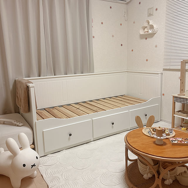 Bedroom,インテリア,雑貨,子供部屋,リビング,癒し,ナチュラルインテリア,模様替え,北欧インテリア,インテリア雑貨,建売住宅,ナチュラルカラー,ナチュラル素材,心地よい暮らし,子どものいる暮らし,淡色インテリア,冬の模様替え,ミニチュア,壁飾り,遮光カーテン,モニター当選ありがとうございます♡ rinaffyの部屋