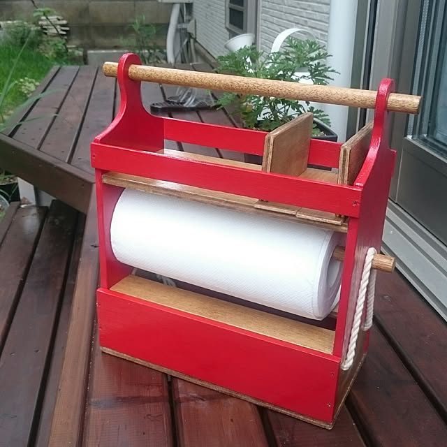 Kitchen,日替わり投稿企画!水曜日,庭,ウッドデッキ,DIY,キッチンペーパーホルダー,調味料ラック,アウトドア,キャンプ用品,ロープ,カッティングボードリメイク,100均リメイク yurijiの部屋
